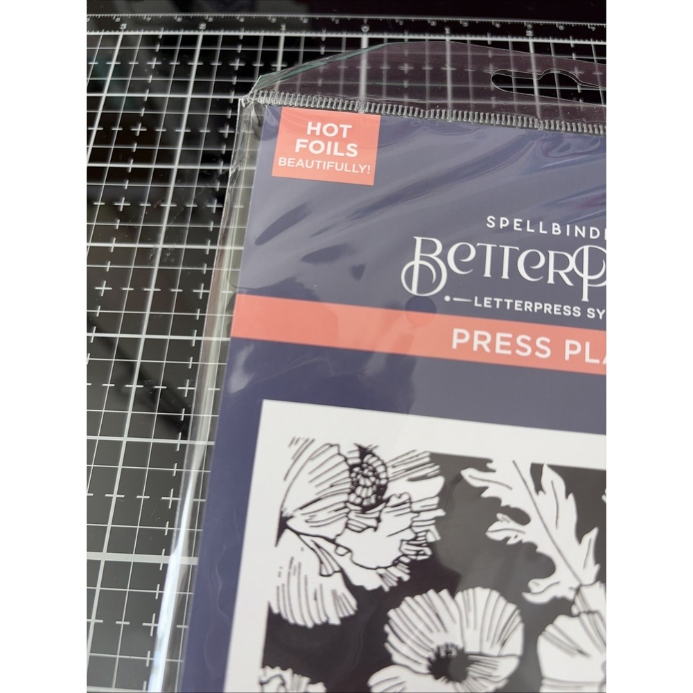 Spellbinders BetterPress Press Plates Poppy Background, BP-217 Yana Smakula New - Picture 3 of 10